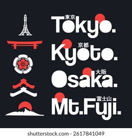 Japan Tokyo Kyoto Osaka Mount Fuji Landmark Logo