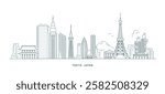 Japan Tokyo Skyline Vector Outline