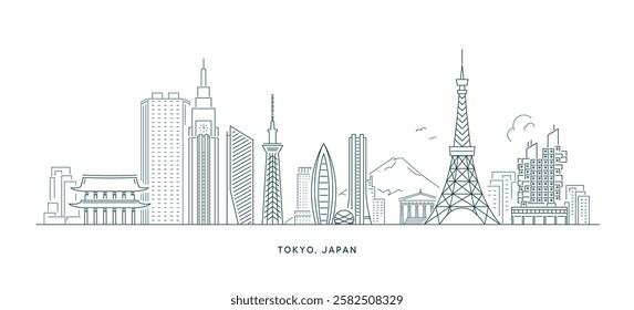 Japan Tokyo Skyline Vector Outline