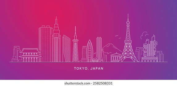 Japan Tokyo Skyline Vector Outline