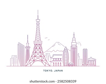 Japan Tokyo Skyline Vector Outline