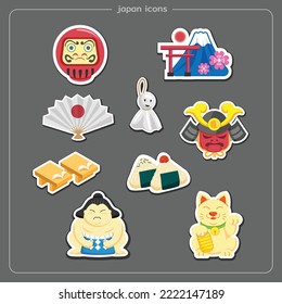 Japan Tokyo symbols set. Japanese traditional design elements. travel icons isolated vector illustration