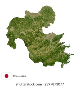 Ōita,Prefecture of Japan Topographic Map (EPS)