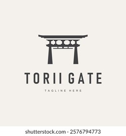 Japan torii gate logo japanese histori gate with minimalist concept is simple silhouette temple icon design