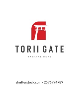 Japan torii gate logo japanese histori gate with minimalist concept is simple silhouette temple icon design