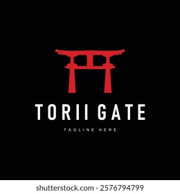 Japan torii gate logo japanese histori gate with minimalist concept is simple silhouette temple icon design