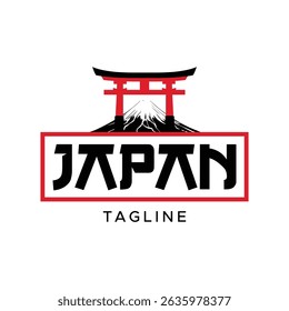 Japan Torii Gate Mount Fuji modern style vector illustration logo design for fashion graphics, t-shirts, prints, posters, gifts, stickers