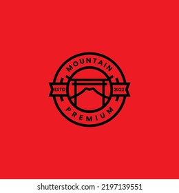 japan torii with mountain vintage badge logo
