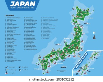 Japan tourist destination map with details