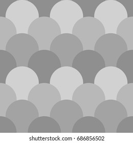 Japan traditional ethnic embroidery ornament with repeated scallops. Fish scale. Repeat scallop background. Seamless surface pattern design with scales. Ancient japanese sashiko uroko motif. Squama.
