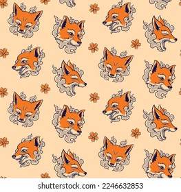 japan traditional mask seamless pattern vector