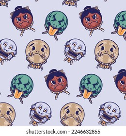 japan traditional mask seamless pattern vector