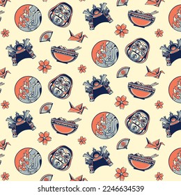 japan traditional mask seamless pattern vector