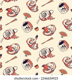 japan traditional mask seamless pattern vector