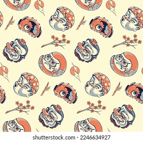 japan traditional mask seamless pattern vector