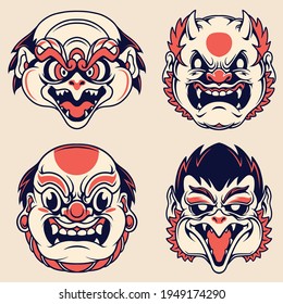 japan traditional mask. vector illustration 