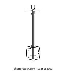 Japan traditional music instrument samisen vector illustration simplified travel icon. Ritual shrine music. Chinese, asian traditional symbol. Ethnic symbol line sketch element for design, print.