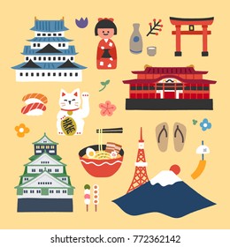 japan traditional object icons vector illustration flat design