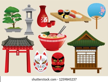 japan traditional object set