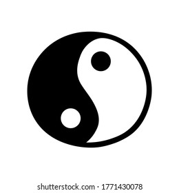 Japan traditional yin-yang symbol in ink Isolated on white background. Hand drawn vector decorative element for decoration, postcard, flyer, banner, posters, stickers and meditation design 