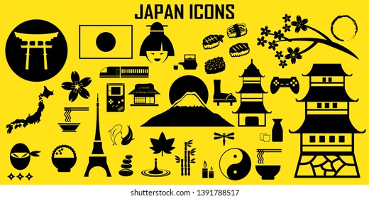 Japan travel asia sushi icon vector mono symbol.