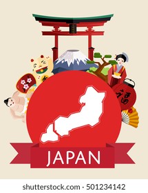 Japan travel concept with Japan landmarks vector. Adventure in Japan. Japan tradition.