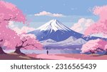 Japan travel concept Mount Fuji in the afternoon vector illustration 