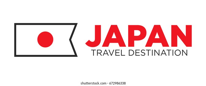Japan travel destination advertisemant with national flag illustration