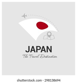 Japan The Travel Destination logo - Vector travel company logo design - Country Flag Travel and Tourism concept t shirt graphics - vector illustration