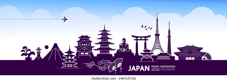 Japan travel destination vector illustration.