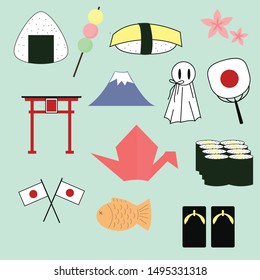 japan travel icon set illustration