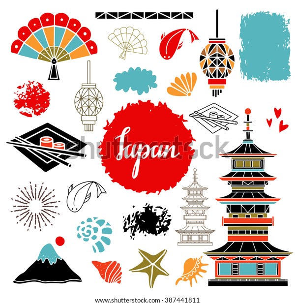 Japan Travel Icons Japanese Design Elements Stock Vector Royalty Free