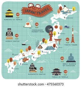 Japan Travel Map, Historical Sites On Lovely Map