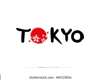 Japan travel set, Fuji Mountain,Tokyo, typography