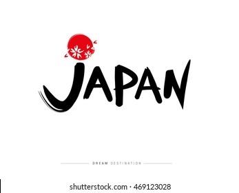 Japan travel set, Tokyo, typography, Vector Illustration