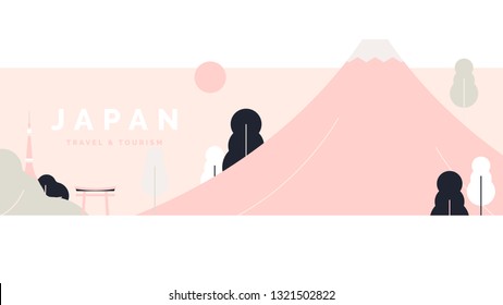 Japan travel and tourism poster design, pastel theme