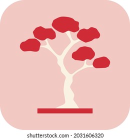 Japan tree, illustration, vector, on a white background.