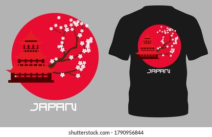 Japan t-shirt design. T-shirt design with Japan typography for tee print, poster and clothing