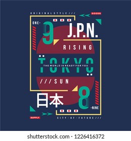 japan typography text frame t shirt design