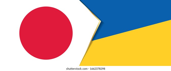 Japan and Ukraine flags, two vector flags symbol of relationship or confrontation.