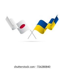 Japan and Ukraine flags. Vector illustration.