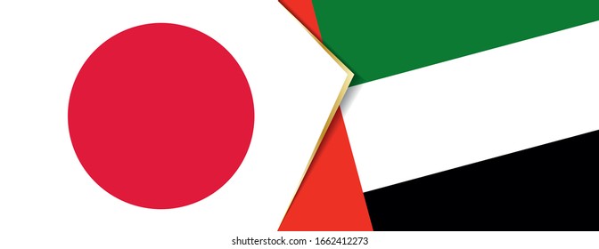 Japan and United Arab Emirates flags, two vector flags symbol of relationship or confrontation.