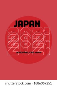 japan unstoppable and happy,t-shirt design fashion vector