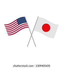 Japan and USA flag vector