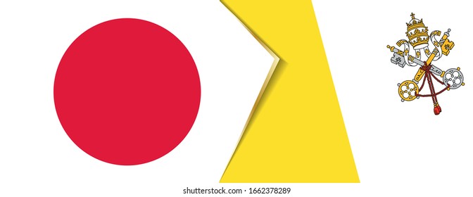Japan and Vatican City flags, two vector flags symbol of relationship or confrontation.