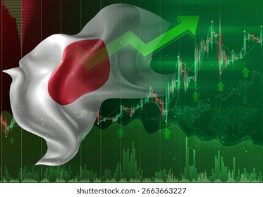 Japan, Vektor 3D Flagge Finanzaustausch Trend nach oben