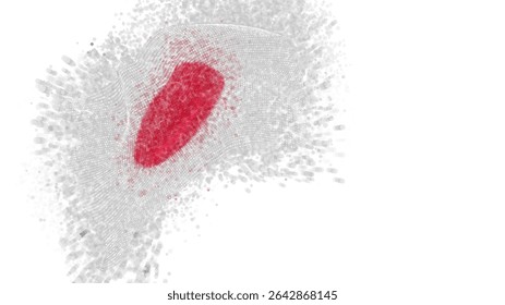 Japan, vector 3d flag with a splash of paint dots, explosion of colored dots