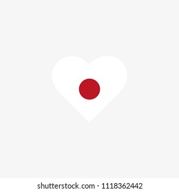 Japan Vector Flag Inside heart shape graphic element Illustration template design
