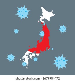 japan vector graphics map and corona virus
