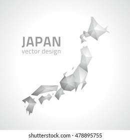 Japan vector grey polygonal perspective map